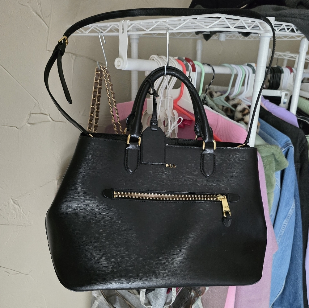 Black Leather RLL by Ralph Lauren Handbag
